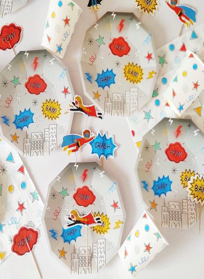 Pooka Superhero Party Plates (Pack of 8) | Superhero Paper Plates | Superhero Party Decorations | Super Heroes Paper Plates | Superhero Birthday - Image 3